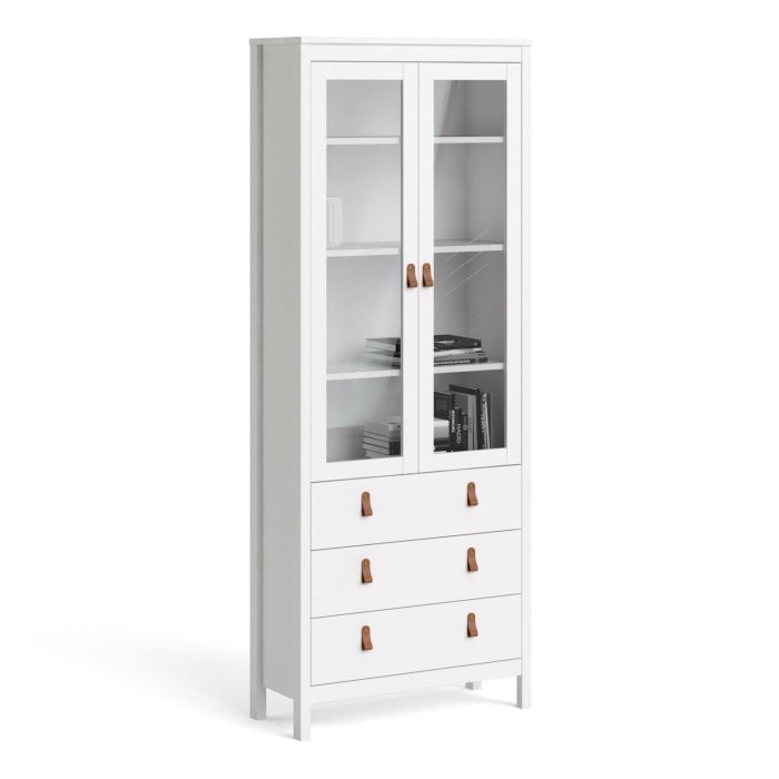 Barcelona China cabinet 2 doors w/glass + 3 drawers in White - White