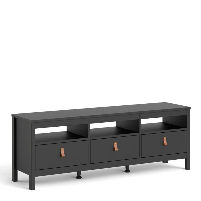 Barcelona Tv-unit 3 drawers in Matt Black - Matt Black