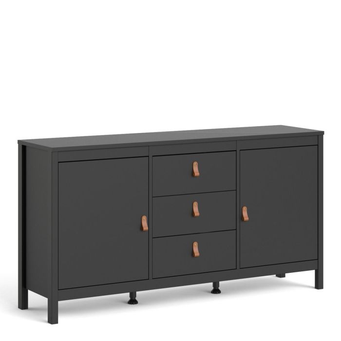 Barcelona Sideboard 2 doors + 3 drawers  in Matt Black - Matt Black