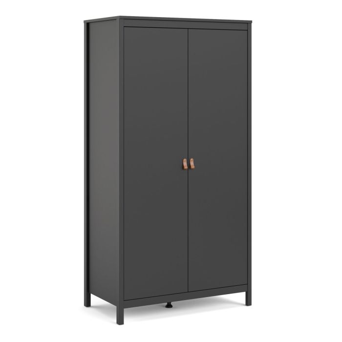 Barcelona Wardrobe with 2 Doors in Matt Black - Matt Black