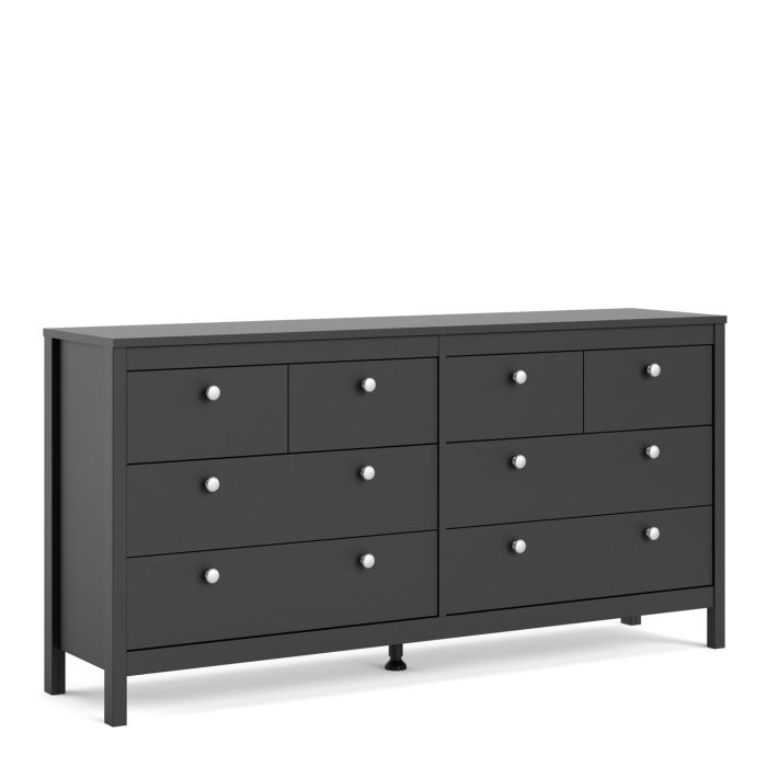 Madrid Double dresser 4+4 Drawers in Matt Black - Matt Black