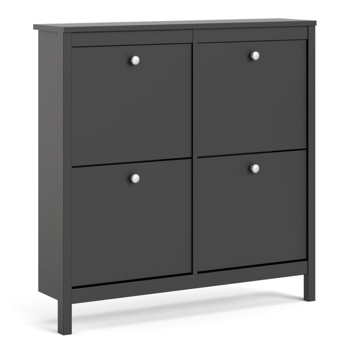 Madrid Shoe cabinet 4 Compartments in Matt Black - Matt Black