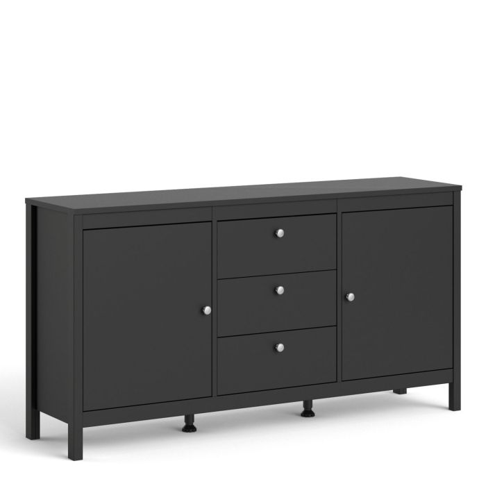 Madrid Sideboard 2 doors + 3 drawers in Matt Black - Matt Black