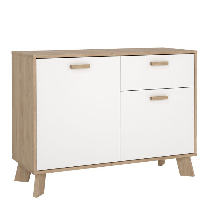 IKRON Sideboard 2 Doors + 1 Drawer in Jackson Hickory and White