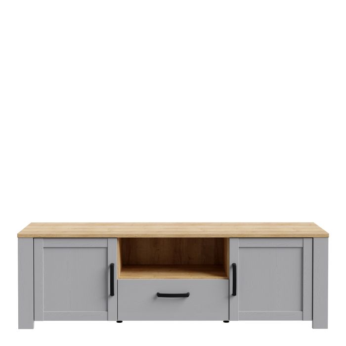 TV Stand - BOHOL Media Unit LED Light Riviera Oak and Grey Oak 166.1cm
