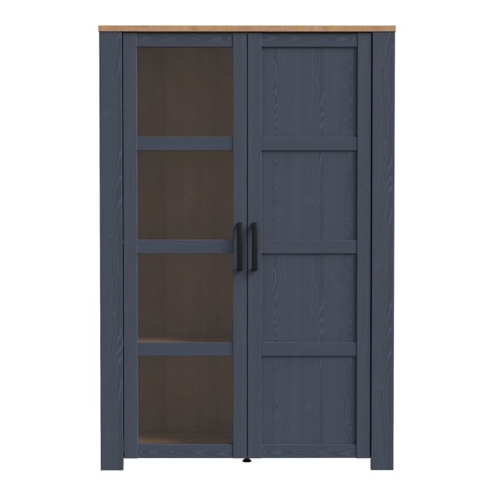 Display Cabinet - BOHOL Cabinet 2x LED Lights Riviera Oak and Navy 106.4cm