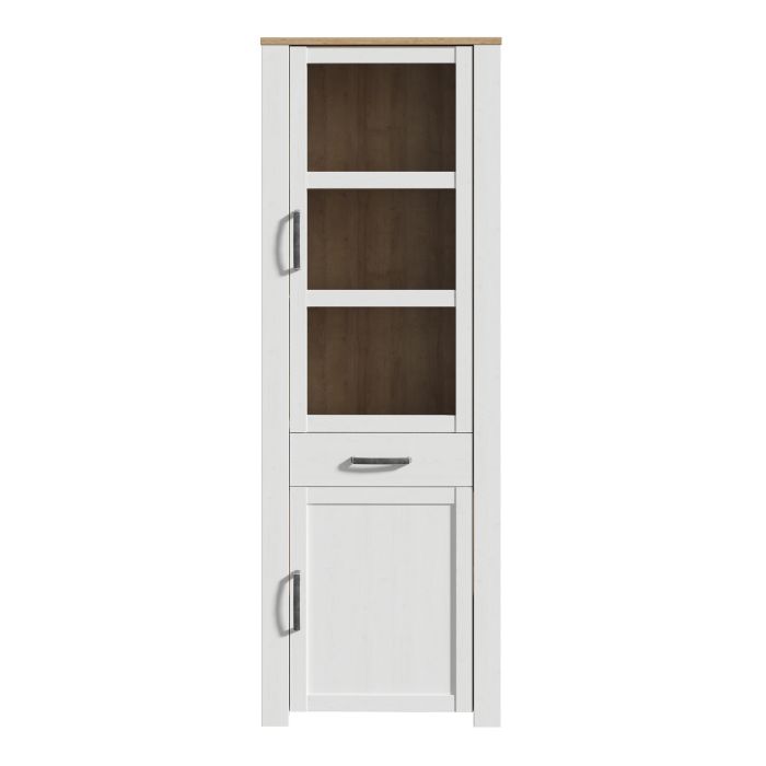 Display Cabinet - BOHOL Cabinet 2x LED Lights Riviera Oak and White 71.7cm