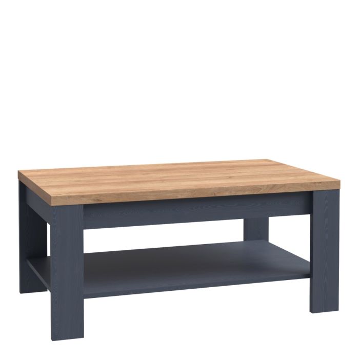 Karen Riviera Oak Top Coffee Table with Open Shelf - Navy