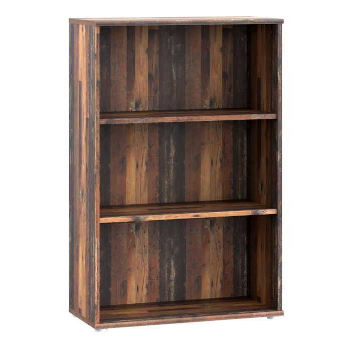 Emna Tall Wide 2 Shelf Bookcase in Vintage Oak