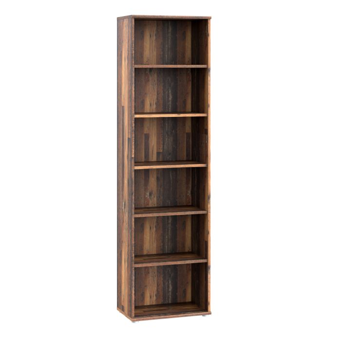 Emna Narrow 5 Shelf Bookcase in Vintage Oak