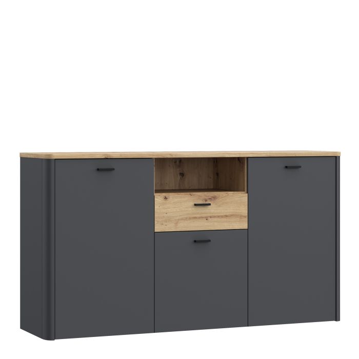 KIARA Grey Chest of Drawers - Extra Large-sized, 1 Drawers, 3 Doors