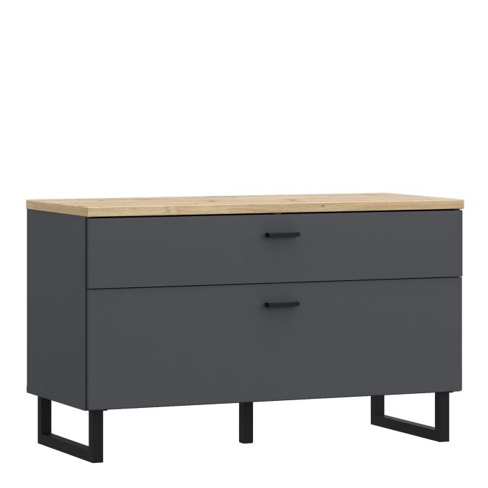 KIARA TV Unit with 1 Drawer 1 Flip Door in Grey and Oak