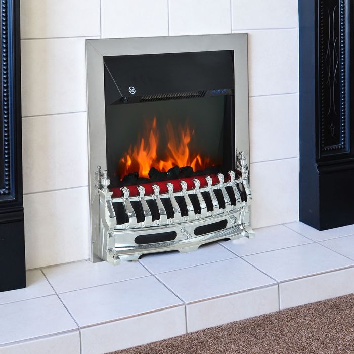 2KW Electric Coal Flame Effect Fireplace - Silver