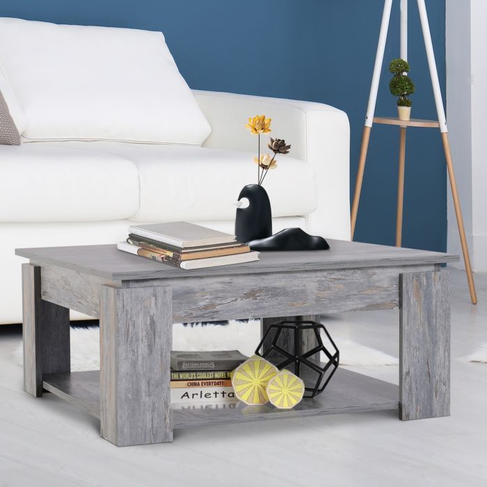 2 Tier Wood Coffee Table in Grey