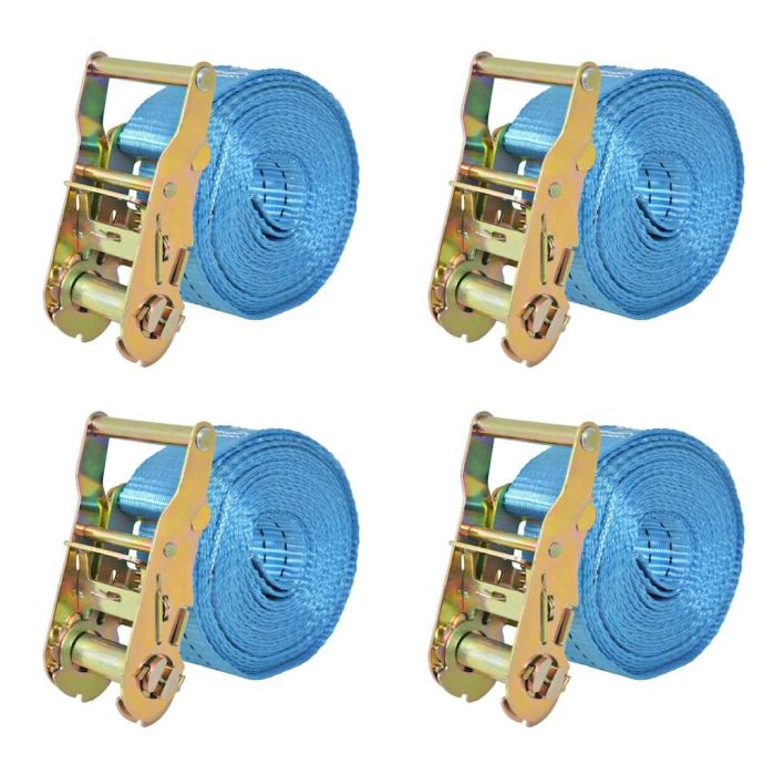 Ratchet Tie Down Straps 4 Pcs 2 Tonnes 6mx38mm Blue
