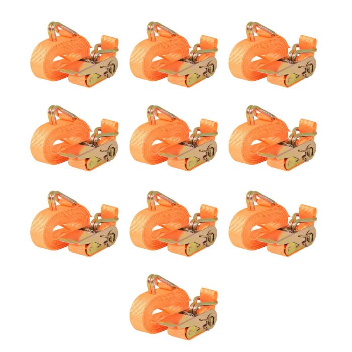 Ratchet Tie Down Straps 10Pcs 0.4 Tonnes 6mx25mm Orange
