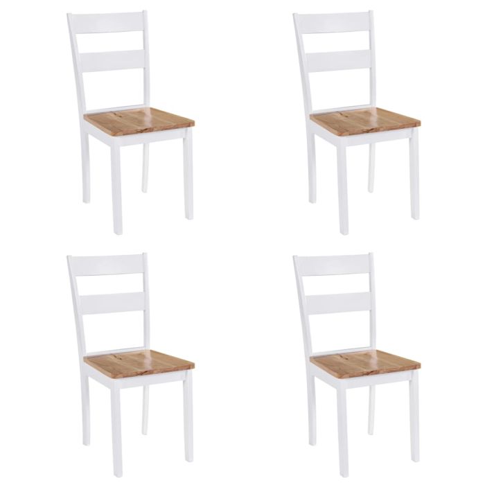 Dining Chairs 4 pcs White Solid Rubber Wood