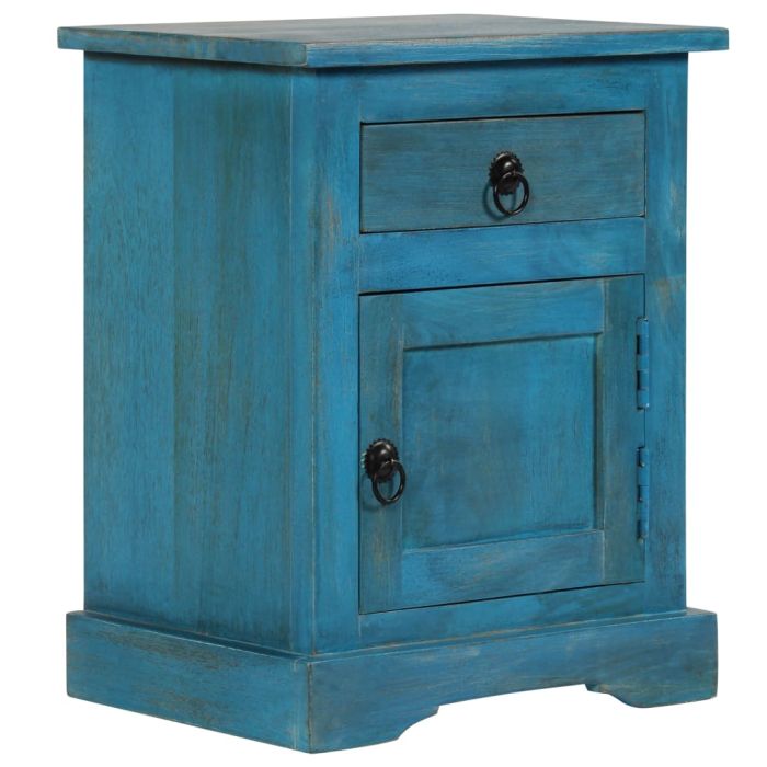 Bedside Table Solid Mango Wood 40x30x50cm Blue