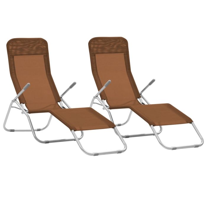 Folding Sun Loungers pcs Textilene Taupe