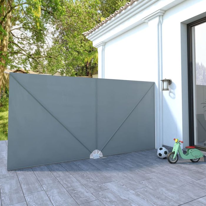 Collapsible Terrace Side Awning Grey 400x200 cm