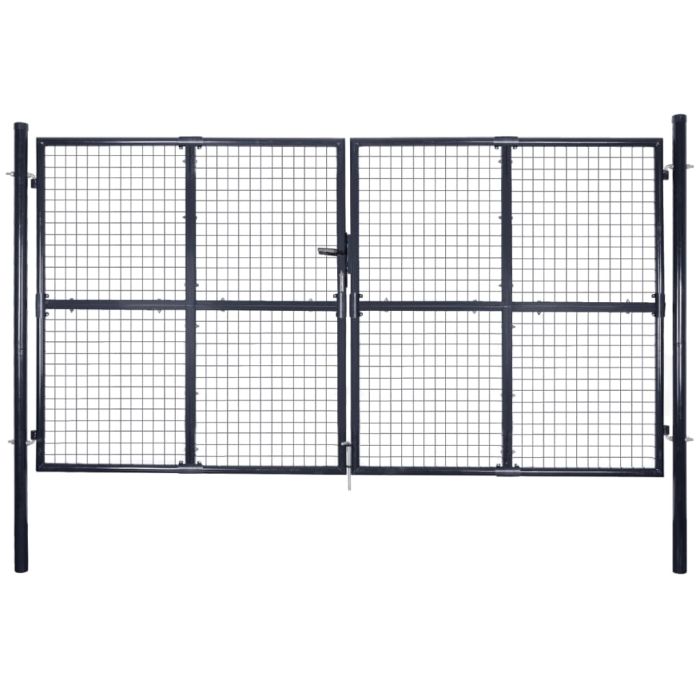 Mesh Garden Gate Galvanised Steel 289x200 cm Grey