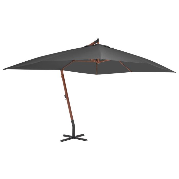 Cantilever Umbrella with Wooden Pole 400x300 cm Anthracite