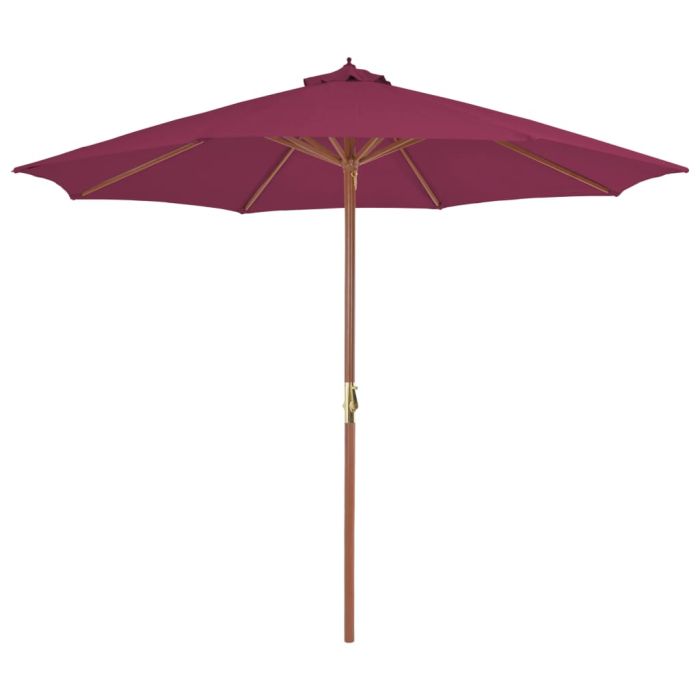 Outdoor Parasol with Wooden Pole 300 cm Bordeaux Red
