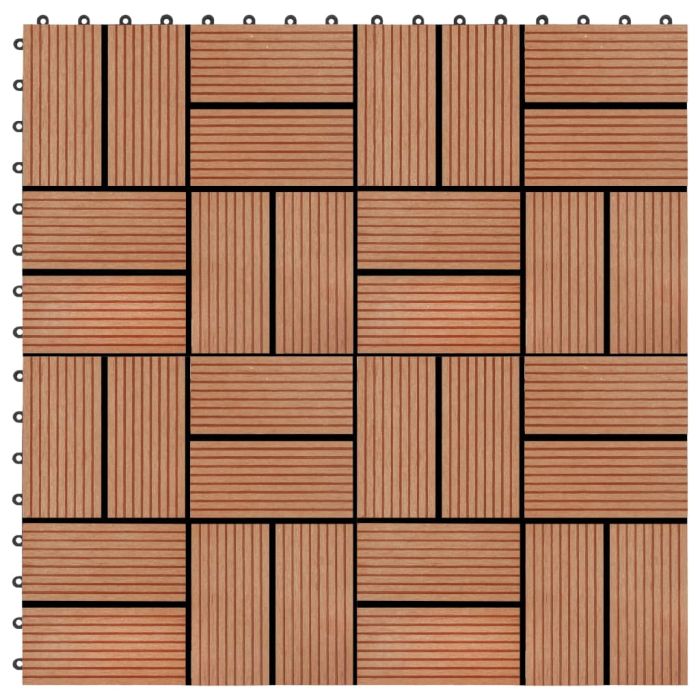 11 Pcs Decking Tiles WPC 30x30cm 1 sqm Teak Colour