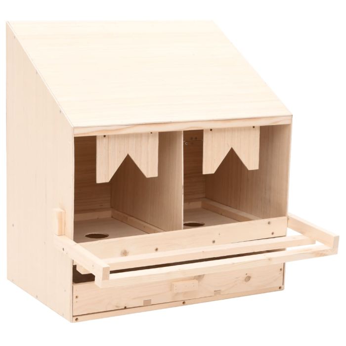 Chicken Laying Nest 2 Compartments 63x40x65cm Solid Pine Wood