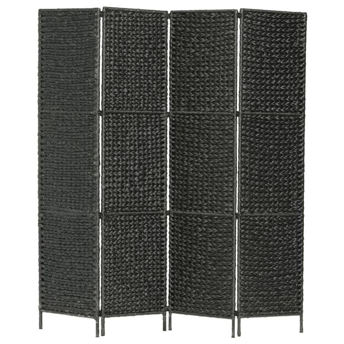 4-Panel Room Divider Black 154x160 cm Water Hyacinth