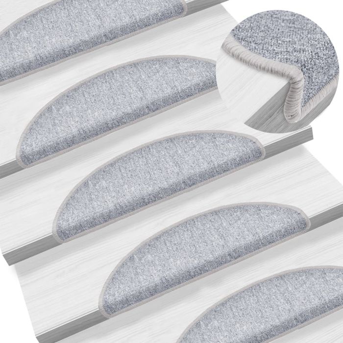 Carpet Stair Treads 15 pcs Light Grey 56x17x3 cm