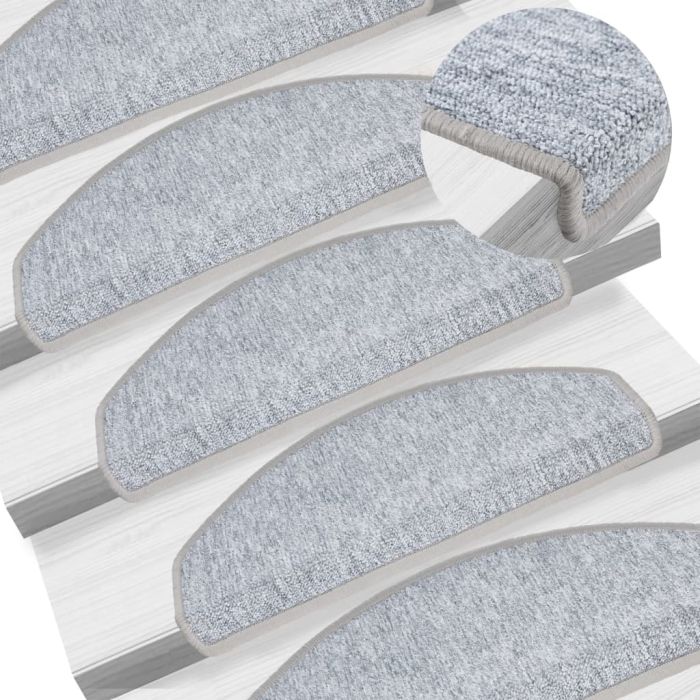 Carpet Stair Treads 15 pcs Light Grey 65x24x4 cm