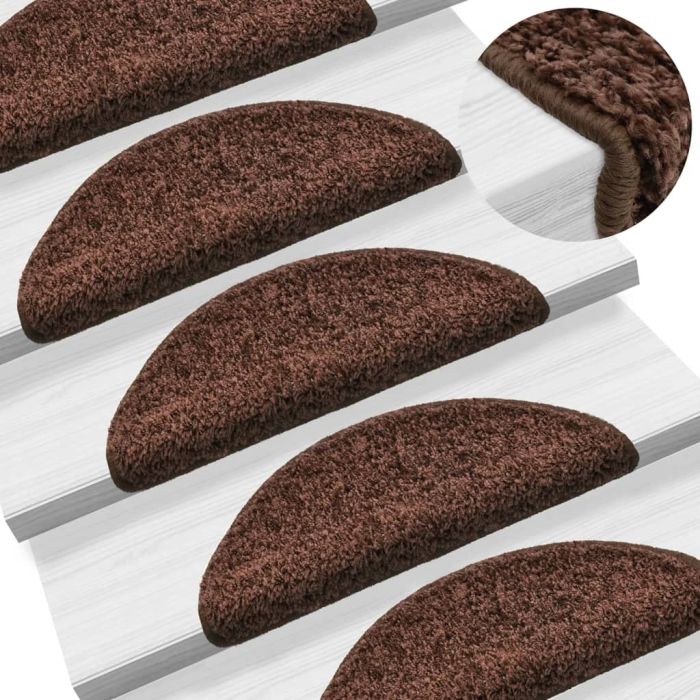 Carpet Stair Treads 15 pcs Brown 56x17x3 cm