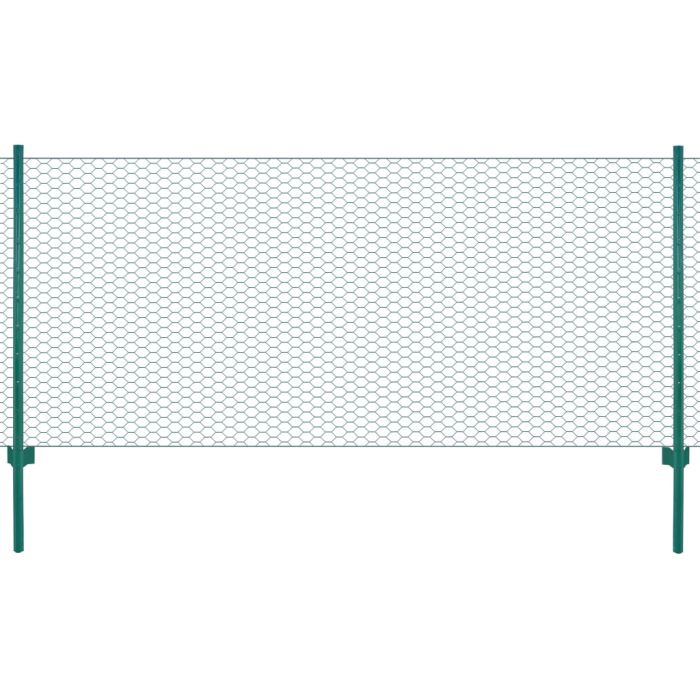 Wire Mesh Fence with Posts Steel 25x0.5 m Green