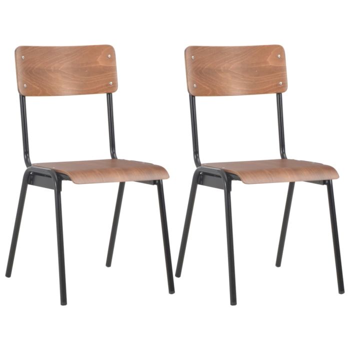 Dining Chairs 2 Pieces Brown Solid Plywood Steel