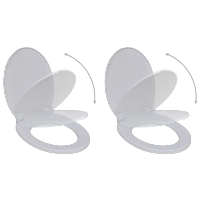 Toilet Seats with Soft Close Lids 2 pcs Plastic White