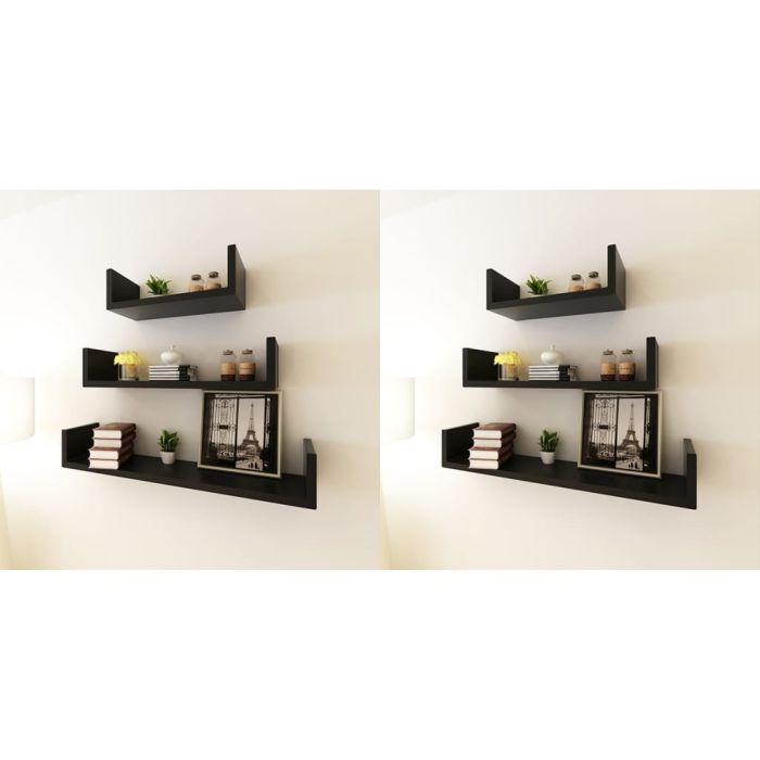 Wall Shelves 6 pcs Black