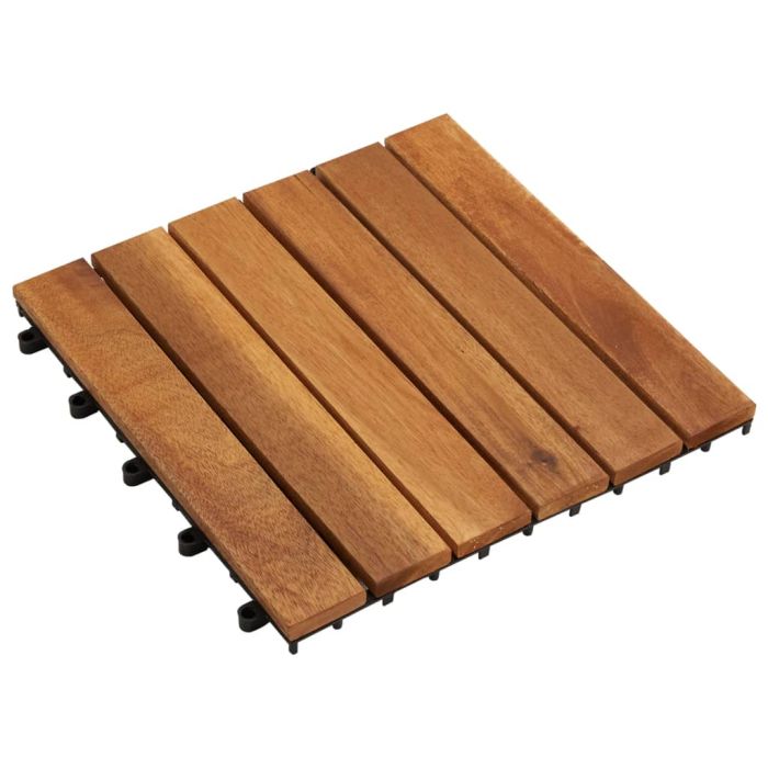 10 Pcs Acacia Decking Tiles 30x30cm Vertical Pattern