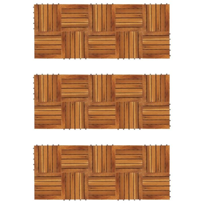Decking Tiles Vertical Pattern 30x30cm Acacia Set of