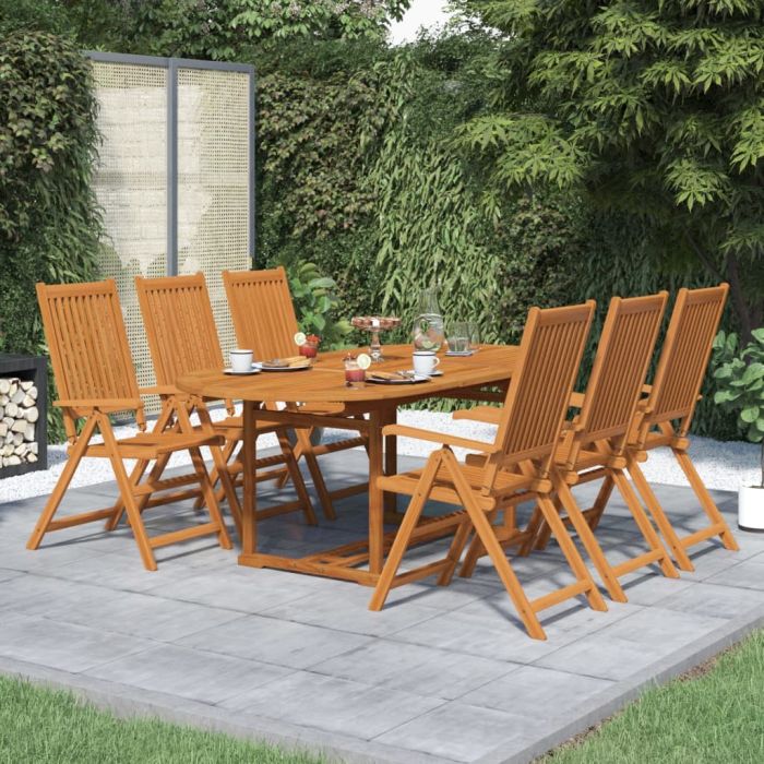 7 Piece Outdoor Dining Set Solid Acacia Wood