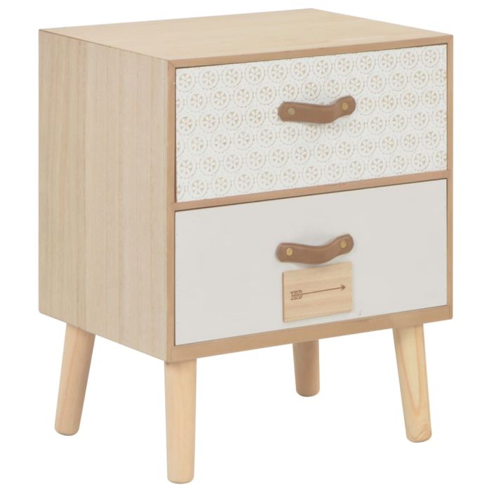 Bedside Cabinet with 2 Drawers 40x30x49.5cm Solid Pinewood