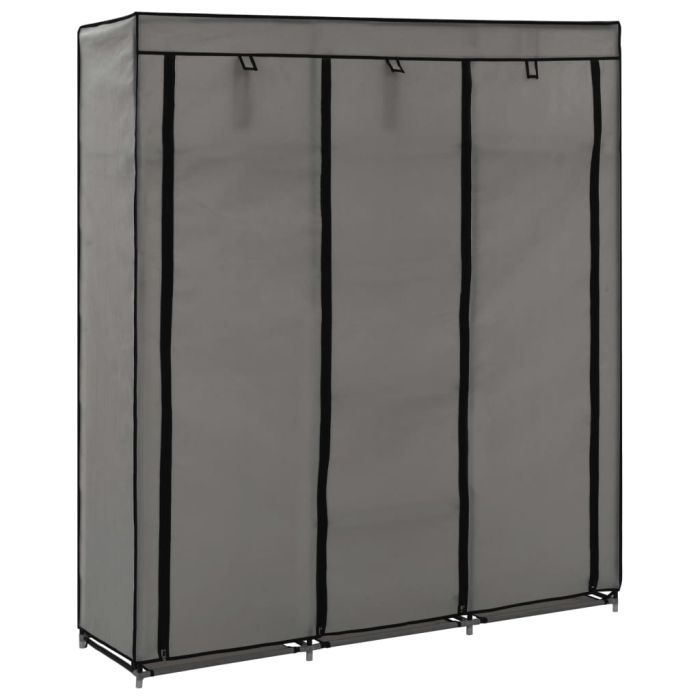 Wardrobe with Compartments and Rods Grey 150x45x175cm Fabric
