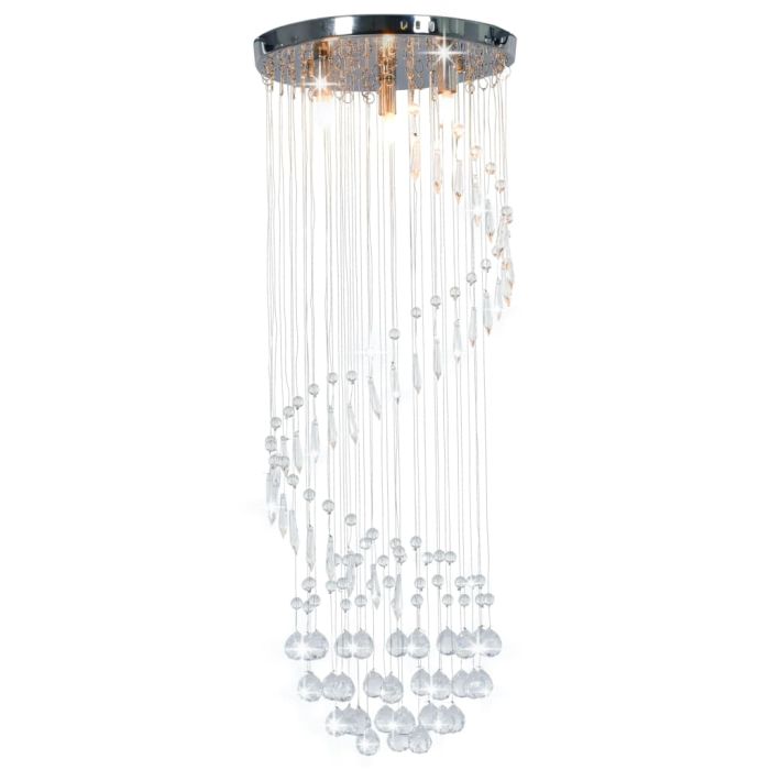 Ceiling Lamp with Crystal Beads Silver Spiral G9