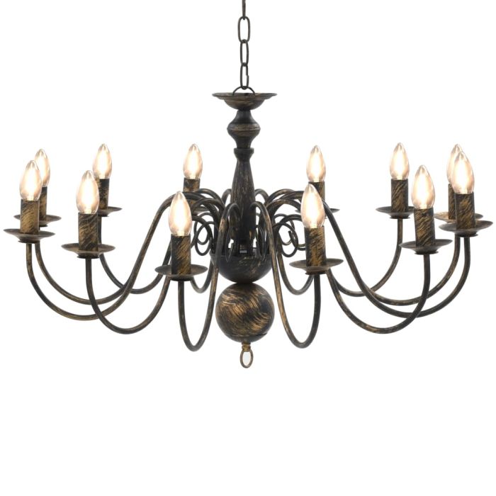 Chandelier Antique Black 12 x E14 Bulbs
