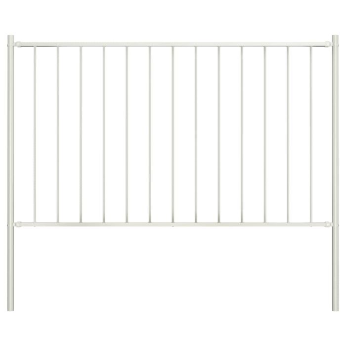 Fence Panel with Posts Powder-coated Steel 1.7x0.75 m White