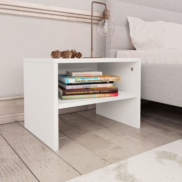 Bedside Cabinet White 40x30x30cm Engineered Wood - Ruen