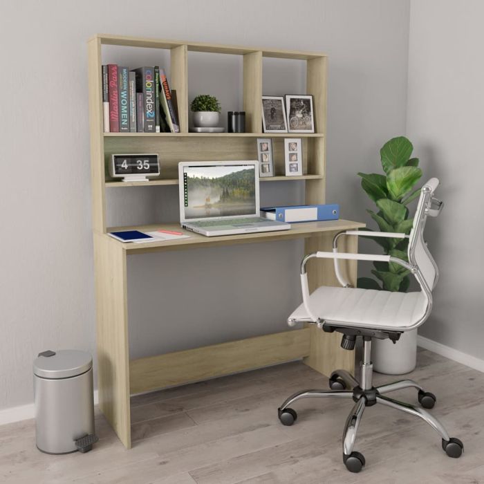 Desk with Shelf Sonoma Oak 110x45x157 cm Engineered Wood