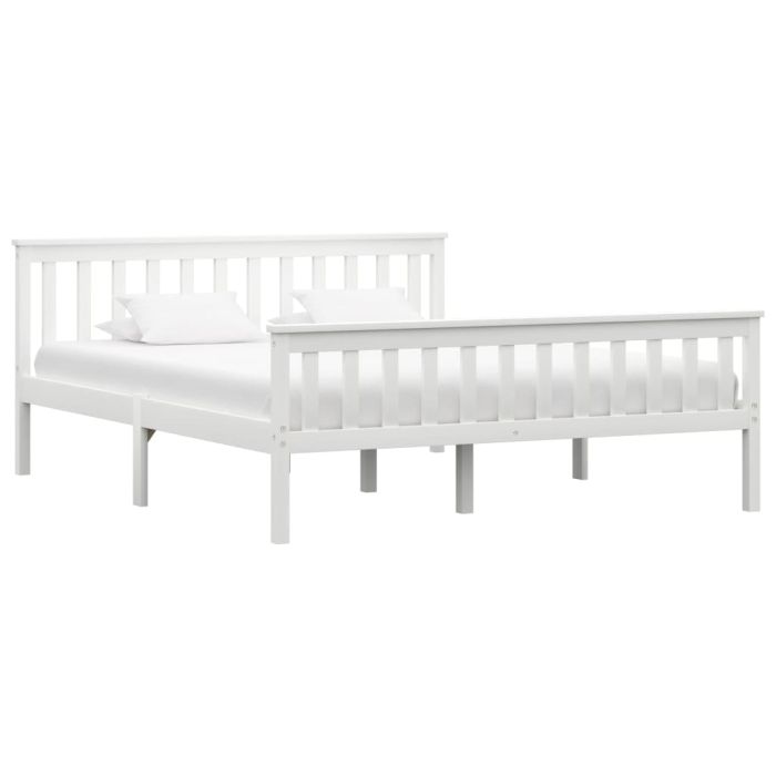 Bed Frame White Solid Pinewood 160x200 cm