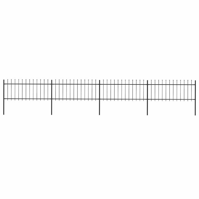 Garden Fence with Spear Top Steel 6.8x0.8 m Black