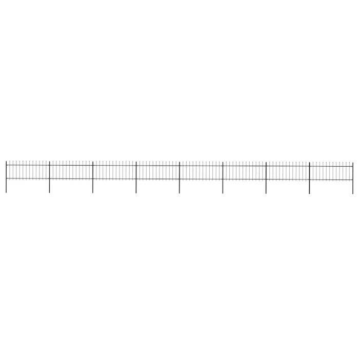 Garden Fence with Spear Top Steel 13.6x0.8 m Black
